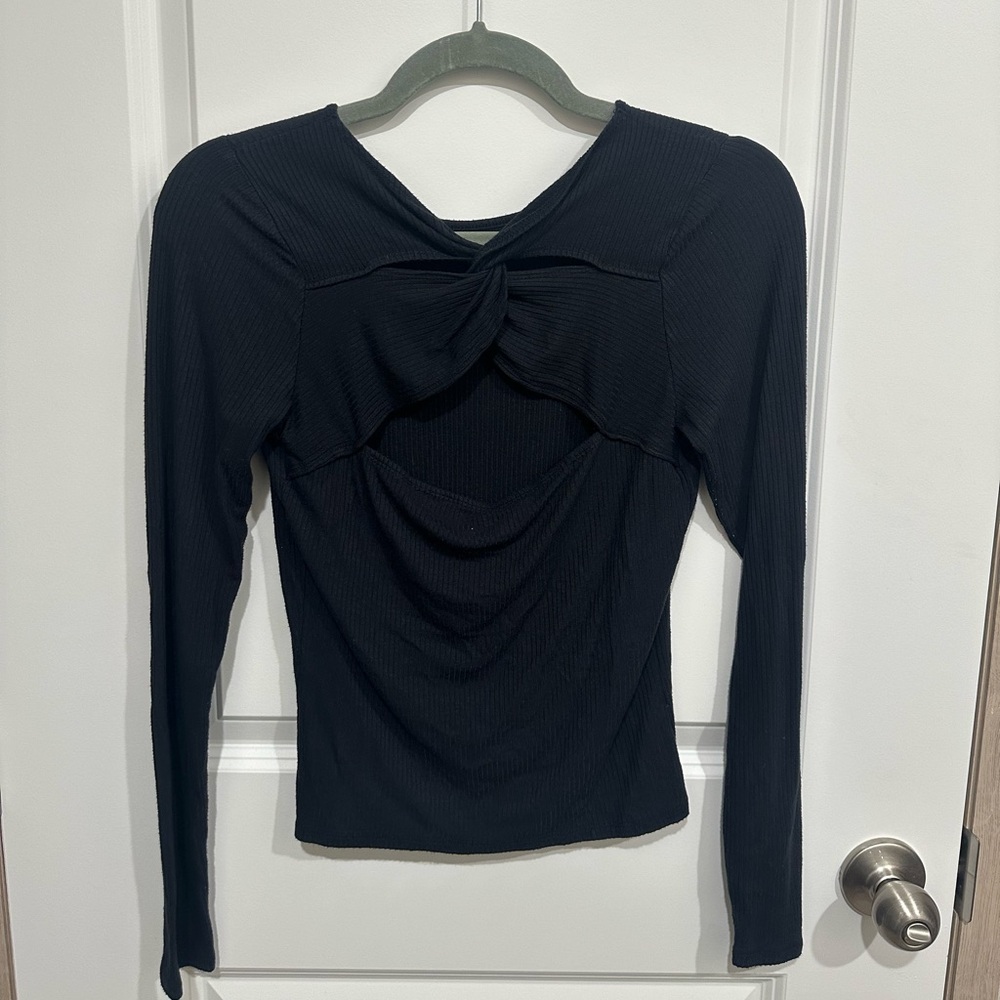 Elegant Black Long Sleeve Women's Top